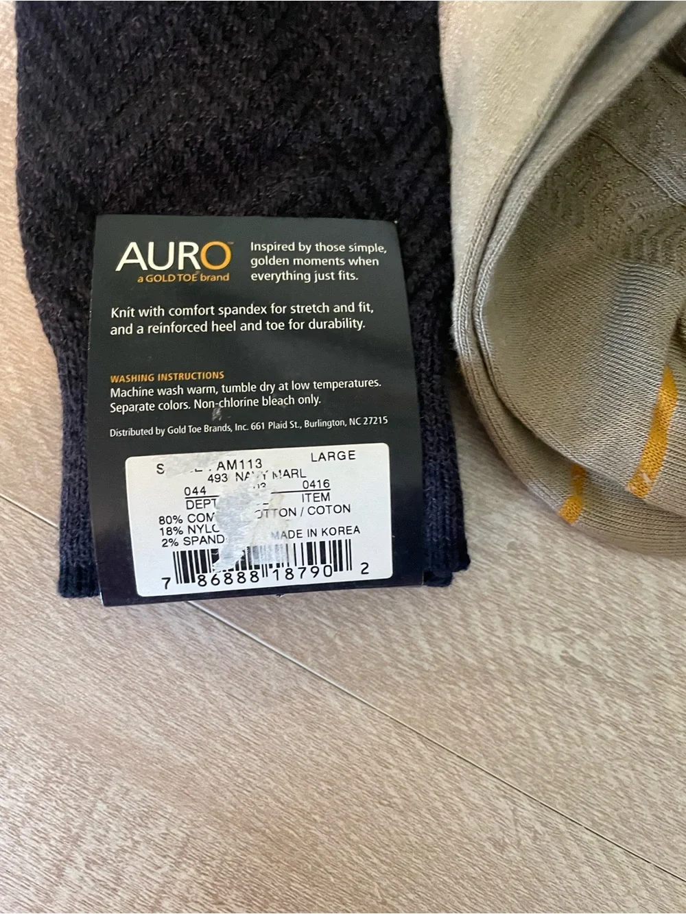 New 2 pair Auro by Gold Toe Men's Dress Socks Black and Tan crew soft